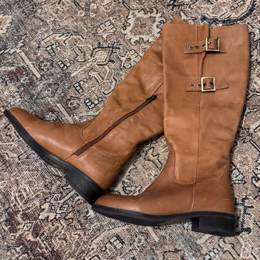 Stylish Tan Leather Knee-High Boots
